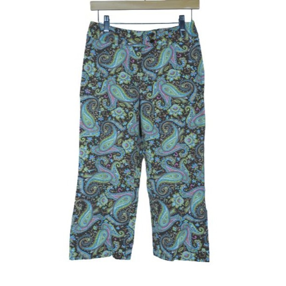 Harold's Paisley Print Capris Cropped Pants Women's Size 4 Cotton Stretch